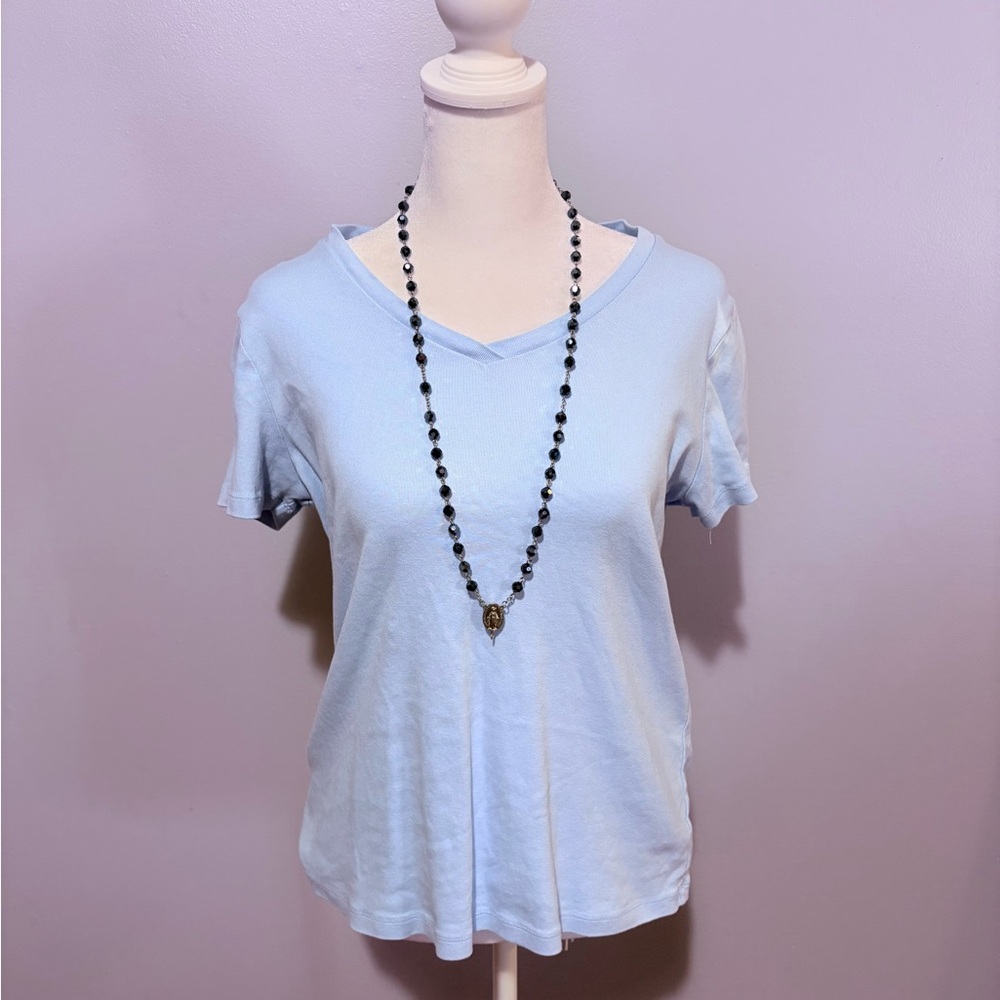 Light Blue Women's V-Neck Top